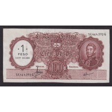 ARGENTINA COL. 551a BILLETE RESELLO 1 PESO LEY 18.188 BOT 2201